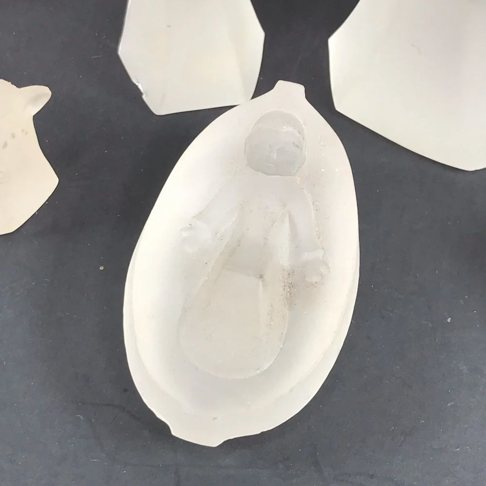 Clearly Nativity Set Mexican 24% Lead Crystal 9 Piece Frosted Minimalist